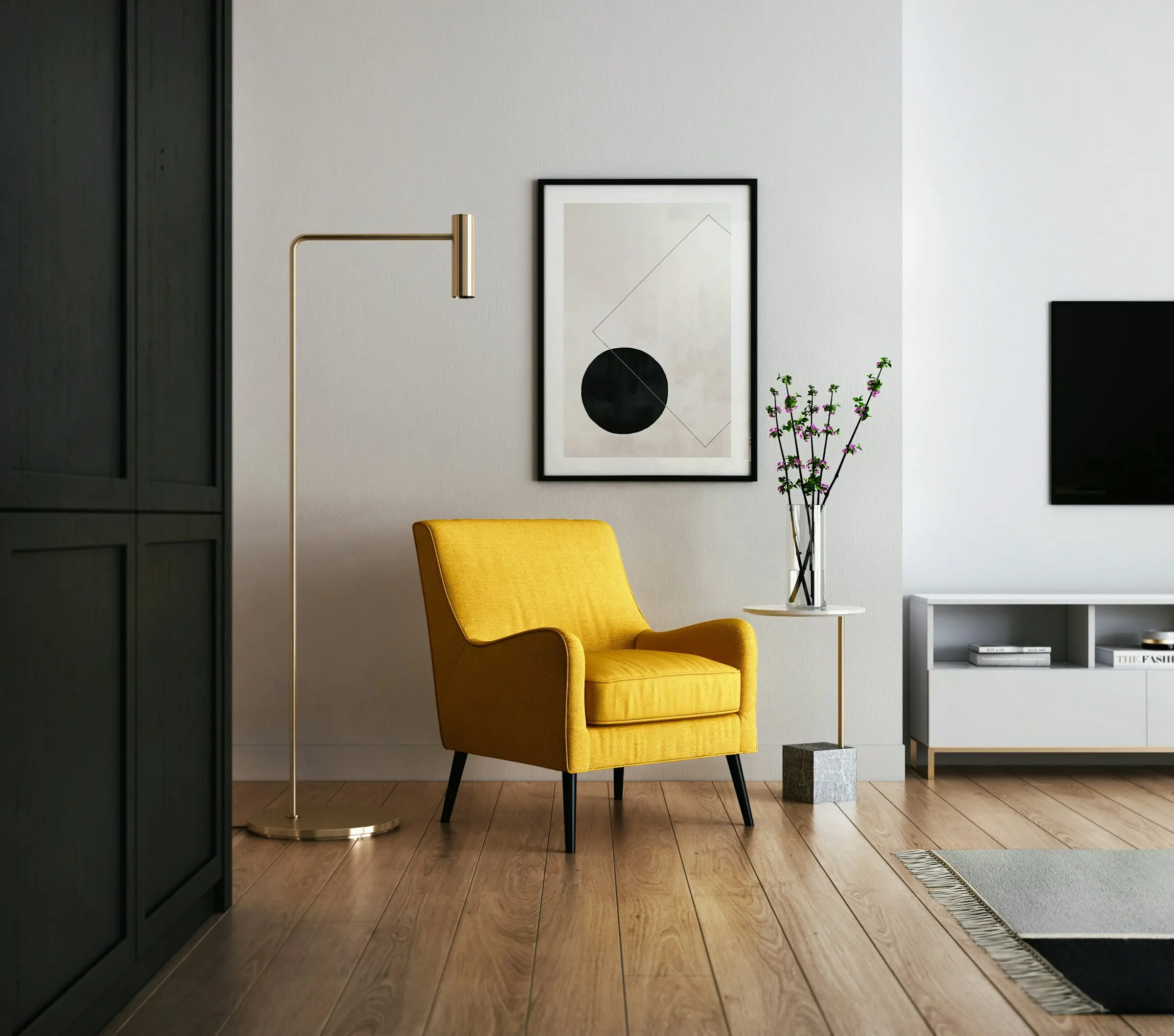 A bright, freshly cleaned and tidy living room
